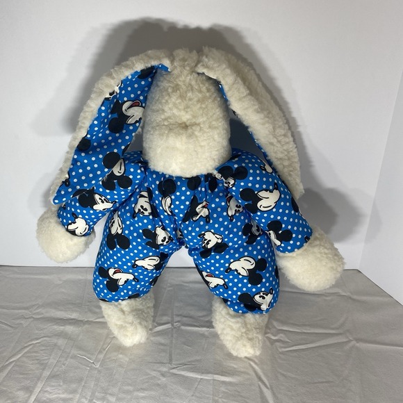 Disney Other - Vintage Mickey Mouse Bunny Plush Doll Blue Polka Dot Snowsuit Disney No Tags